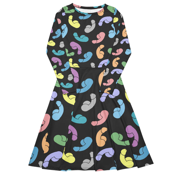 Penis Print Long Sleeve Dress